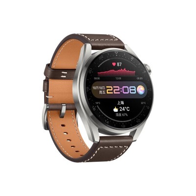 WATCH 3 Pro eSIM 体温检测 心脏与呼吸健康管理 NFC支付 48mm 时尚款 棕色真皮表带